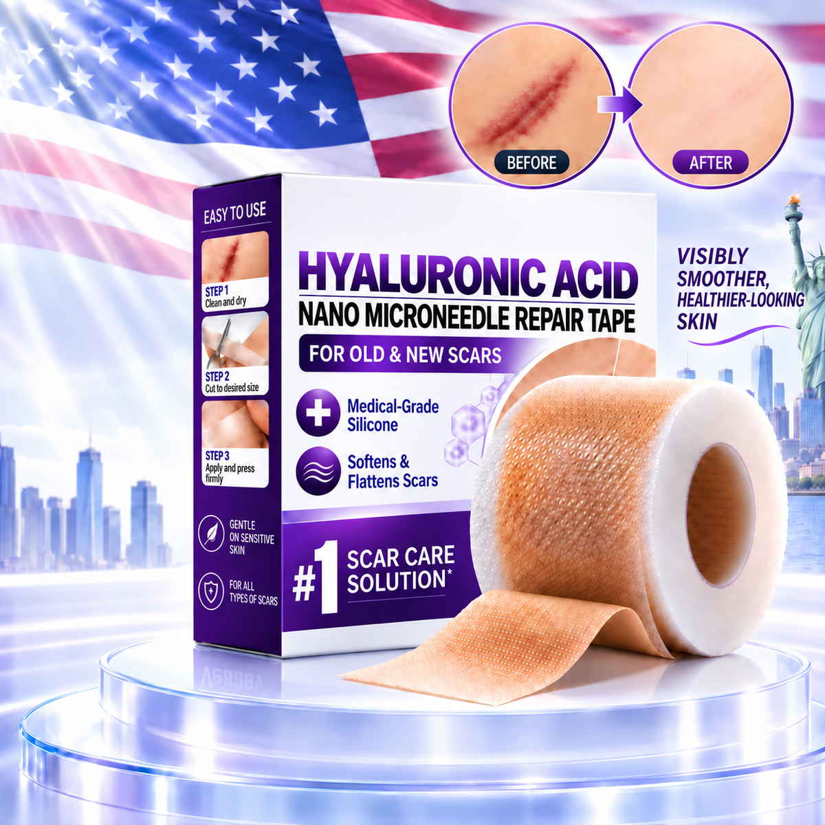 Hyaluronic Acid Nano Microneedle Repair Tape